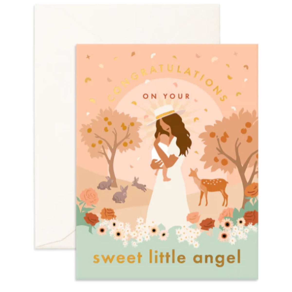 Fox &amp; Fallow Sweet Little Angel Greeting Card (Available April) - GIFTWARE - CARDS
