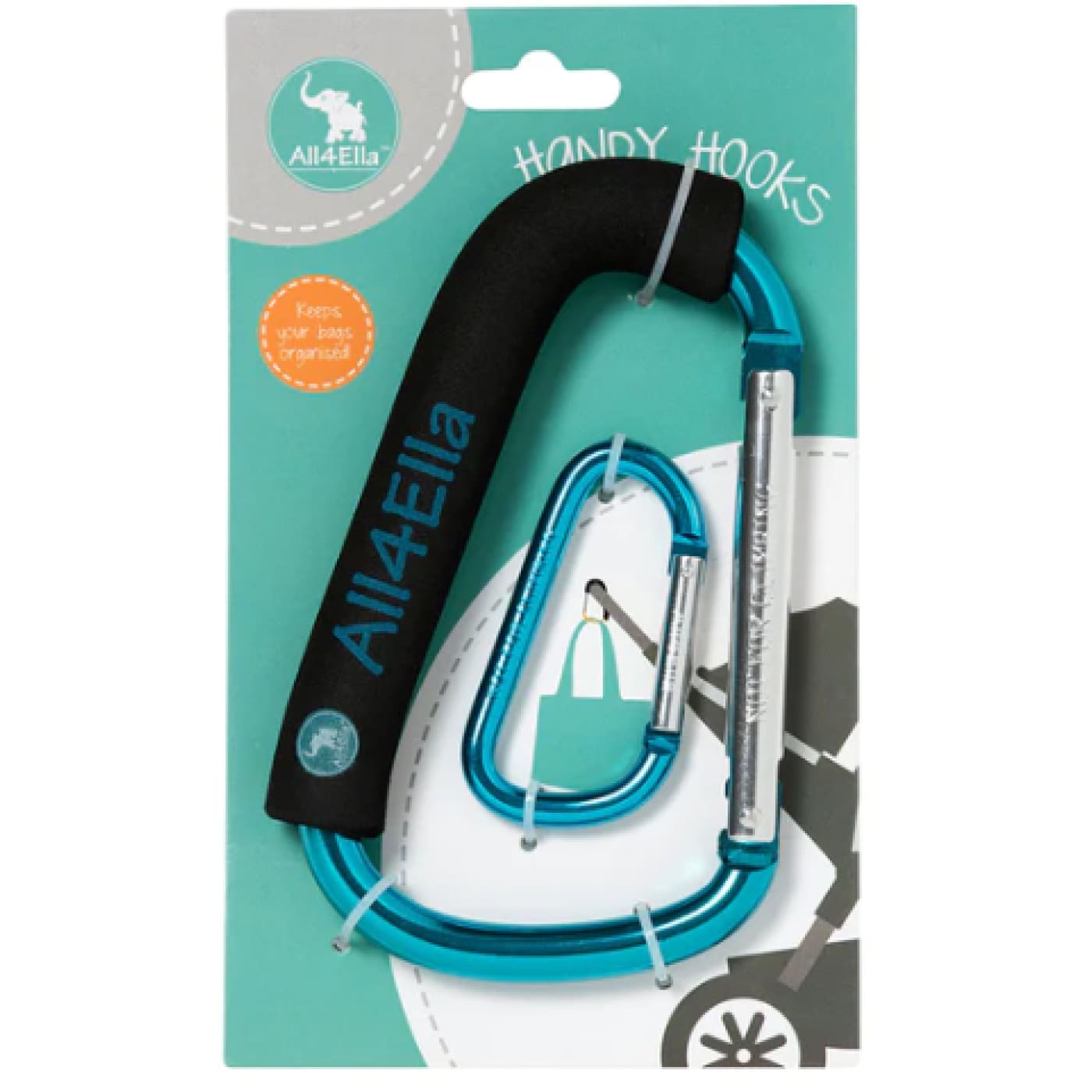 All4Ella Handy Hooks - Blue - Blue - PRAMS & STROLLERS - PRAM HOOKS/PEGS