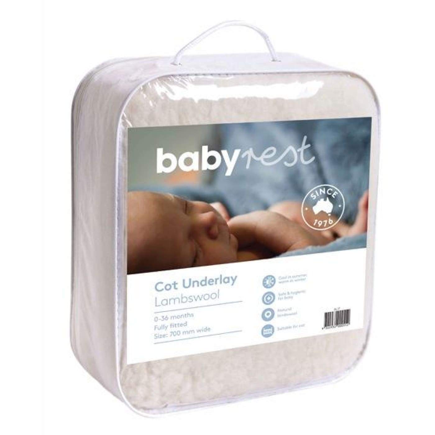 Babyrest Cot Underlay Lambswool Fully Fitted Standard Cot up to 70CM Wide - NURSERY & BEDTIME - COT MATTRESS PROTECTORS