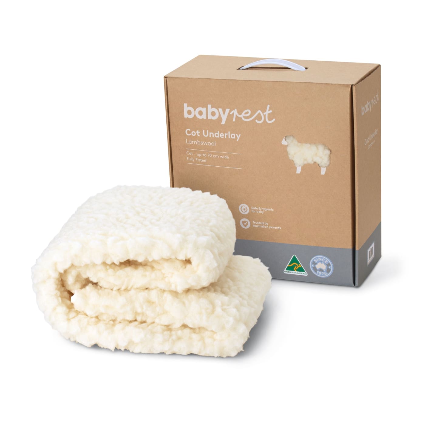 Babyrest Lambswool Cot Underlay to suit mattress 73-77CM Wide - 73-77CM Wide - NURSERY & BEDTIME - COT MATTRESS PROTECTORS
