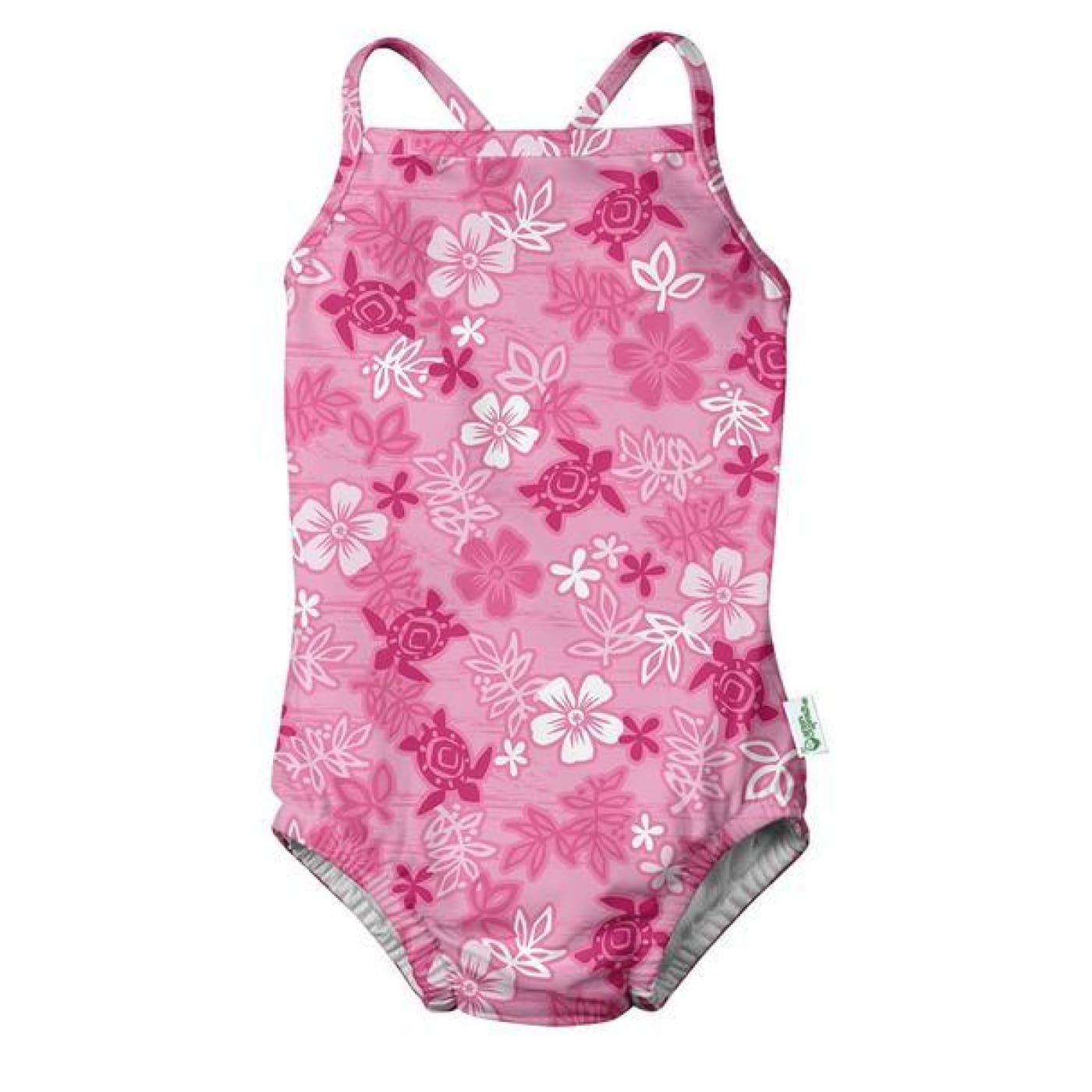 i play 1pc Swimsuit with Built-in Reusable Absorbent Swim Diaper - Pink Hawaiian Turtle 6M - BABY & TODDLER CLOTHING - SWIMMERS/ACCESSORIES