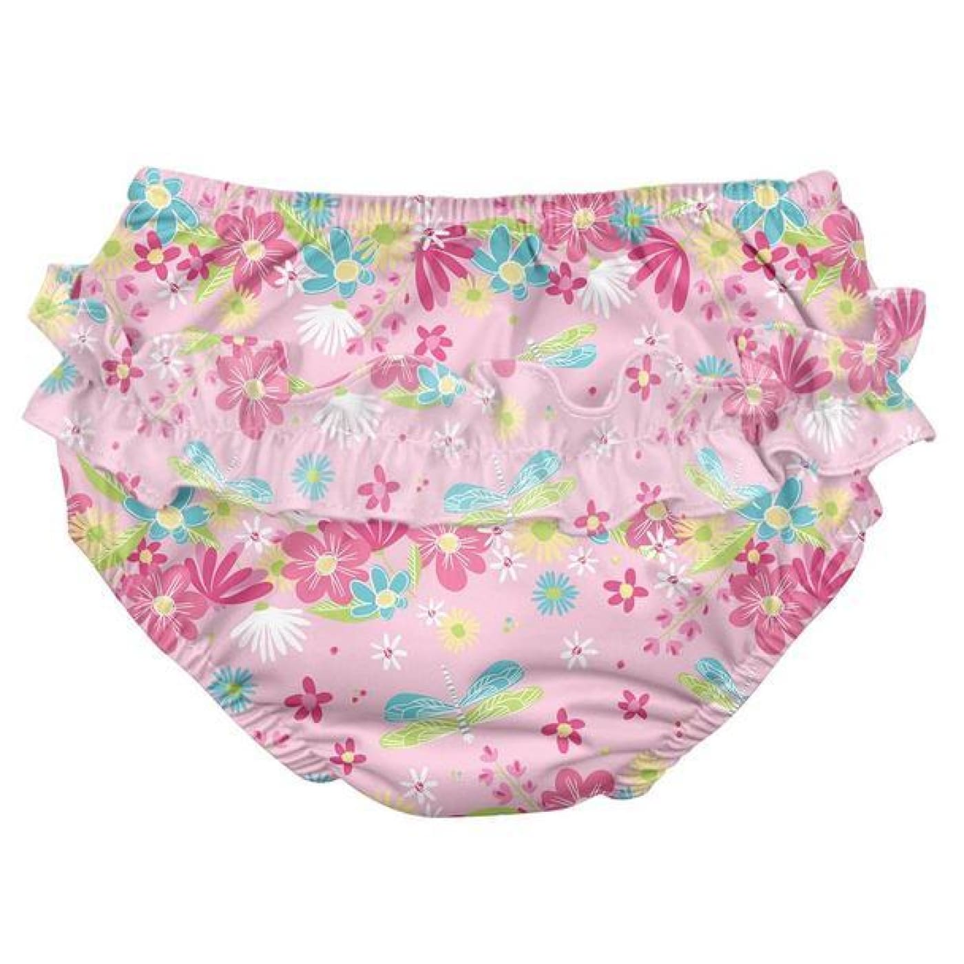 i play Ruffle Snap Reusable Absorbent Swimsuit Diaper 12M - Pink Dragonfly Floral - 12M / Pink Dragonfly Floral - BABY & TODDLER CLOTHING - 