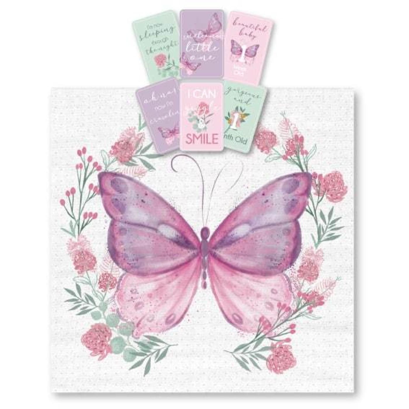 Jiggle & Giggle Milestone Cotton Muslin & Baby Photo Cards - Butterfly - Butterfly - GIFTWARE - MILESTONE BLOCKS/CARDS