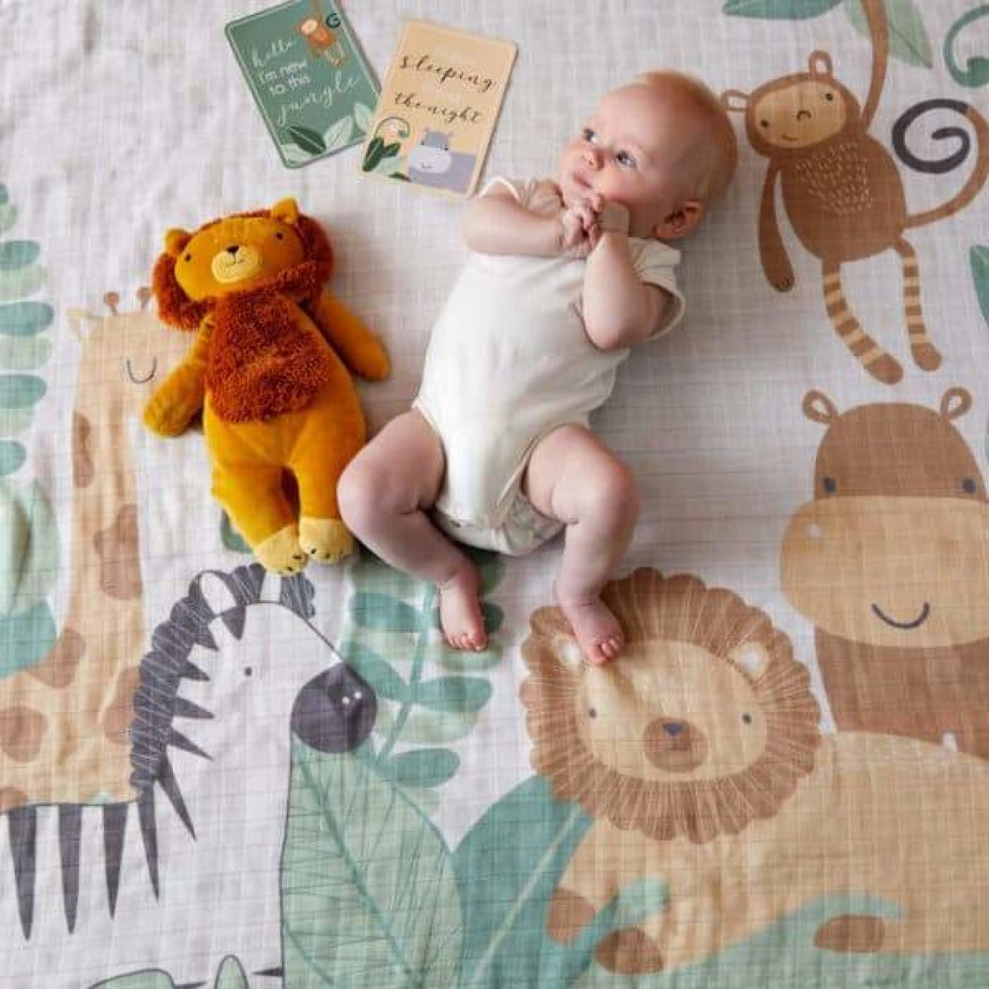 Jiggle & Giggle Milestone Cotton Muslin & Baby Photo Cards - Safari - Safari - GIFTWARE - MILESTONE BLOCKS/CARDS
