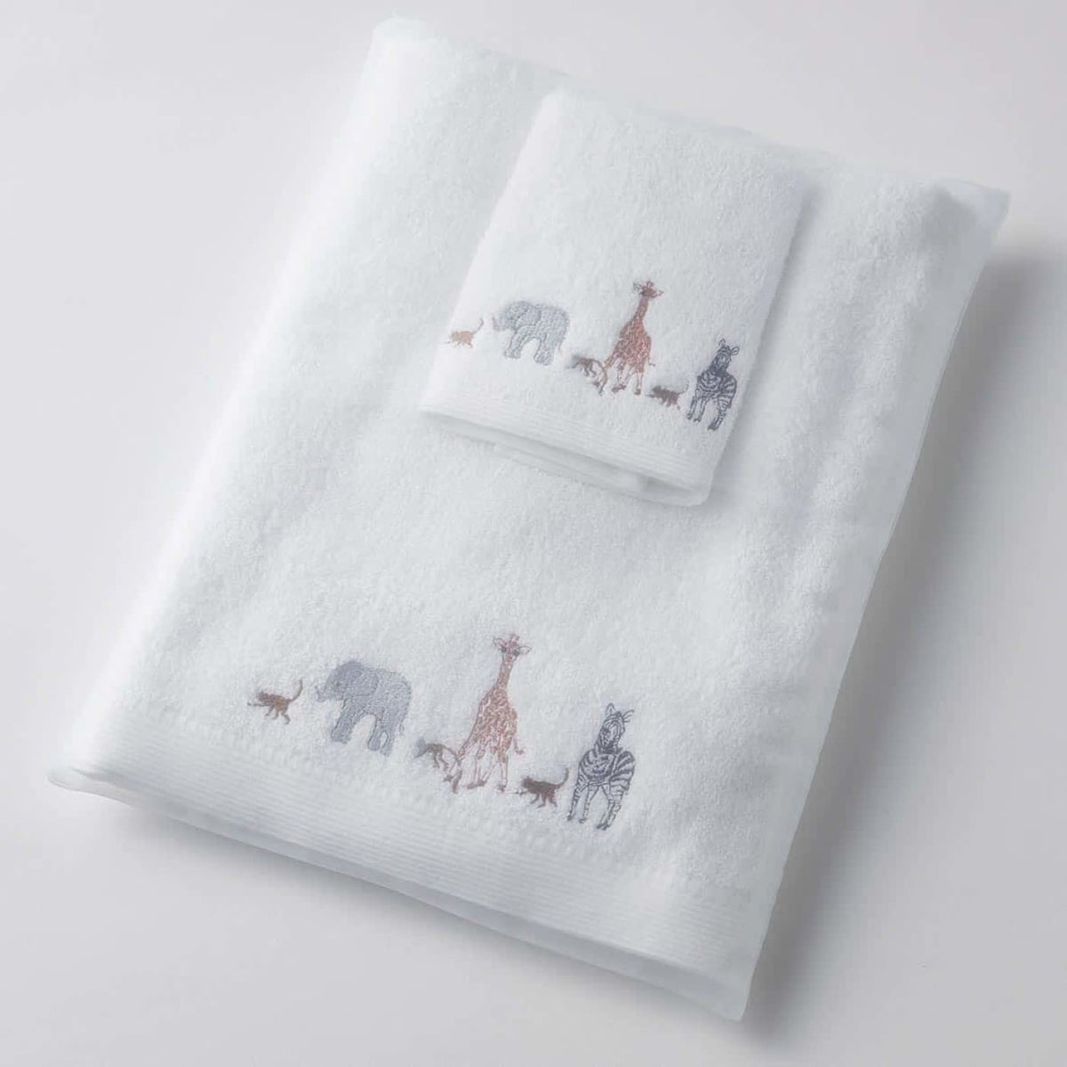 Jiggle &amp; Giggle Towel &amp; Face Washer Set in Organza Bag - Zoo Life - Zoo Life - BATHTIME &amp; CHANGING - TOWELS/WASHERS