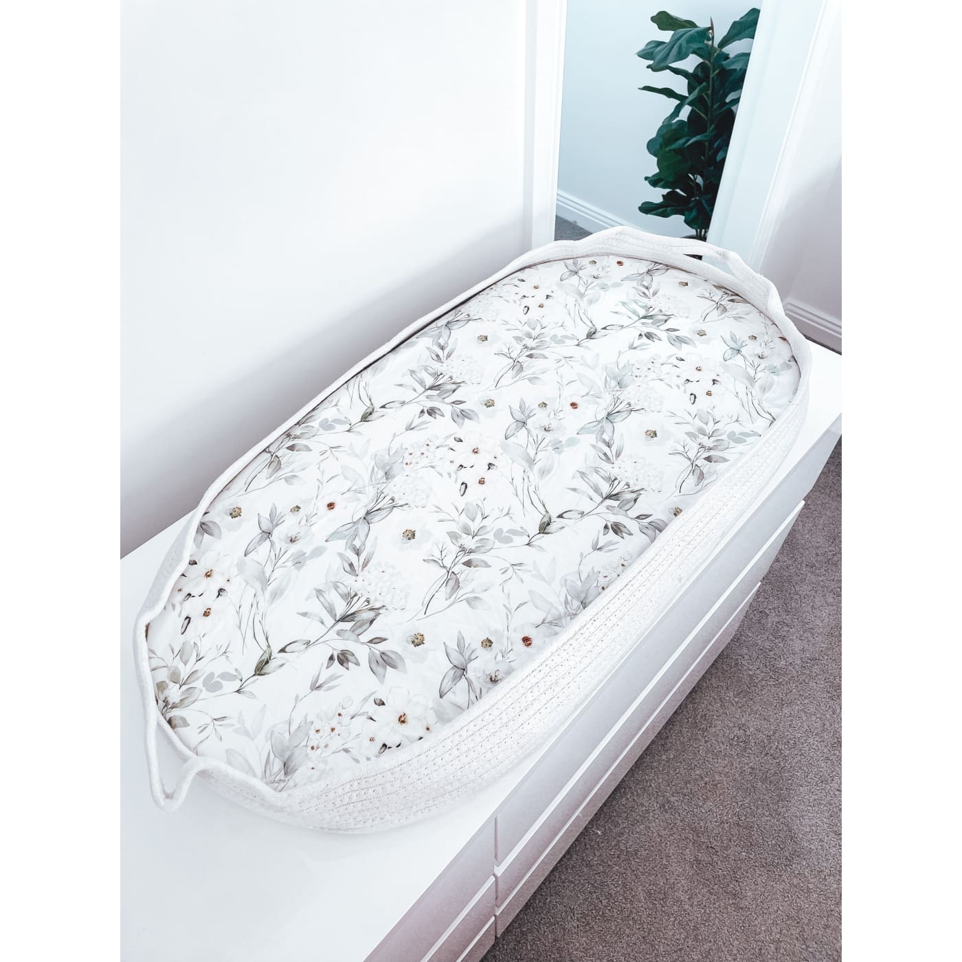 Lil Miimie Jersey Cotton Bassinet Sheet/Change Mat Cover - White Floral - NURSERY & BEDTIME - BASS/CRADLE/COSLEEP MANCHESTER