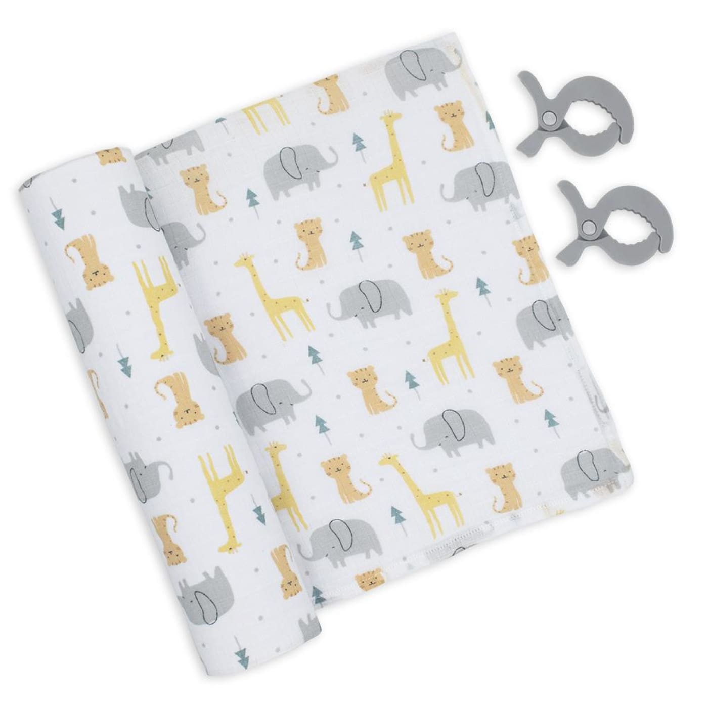 Living Textiles Little Dreamer Muslin Collection Swaddle & Pram Pegs - Animal Parade - NURSERY & BEDTIME - SWADDLES/WRAPS