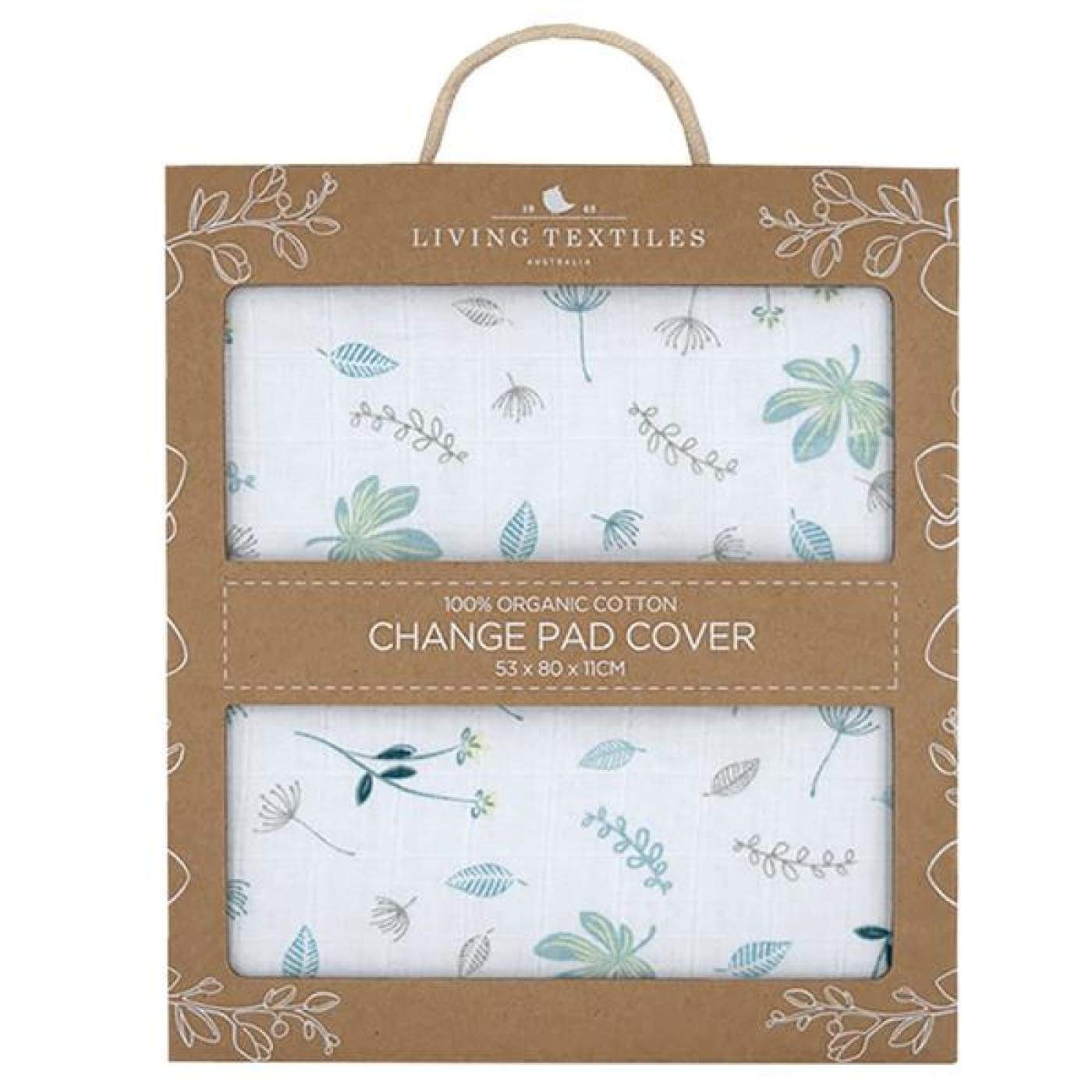 Living Textiles Muslin Change Pad Cover - Banana Leaf/Teal - Banana Leaf - BATHTIME & CHANGING - CHANGE MATS/COVERS
