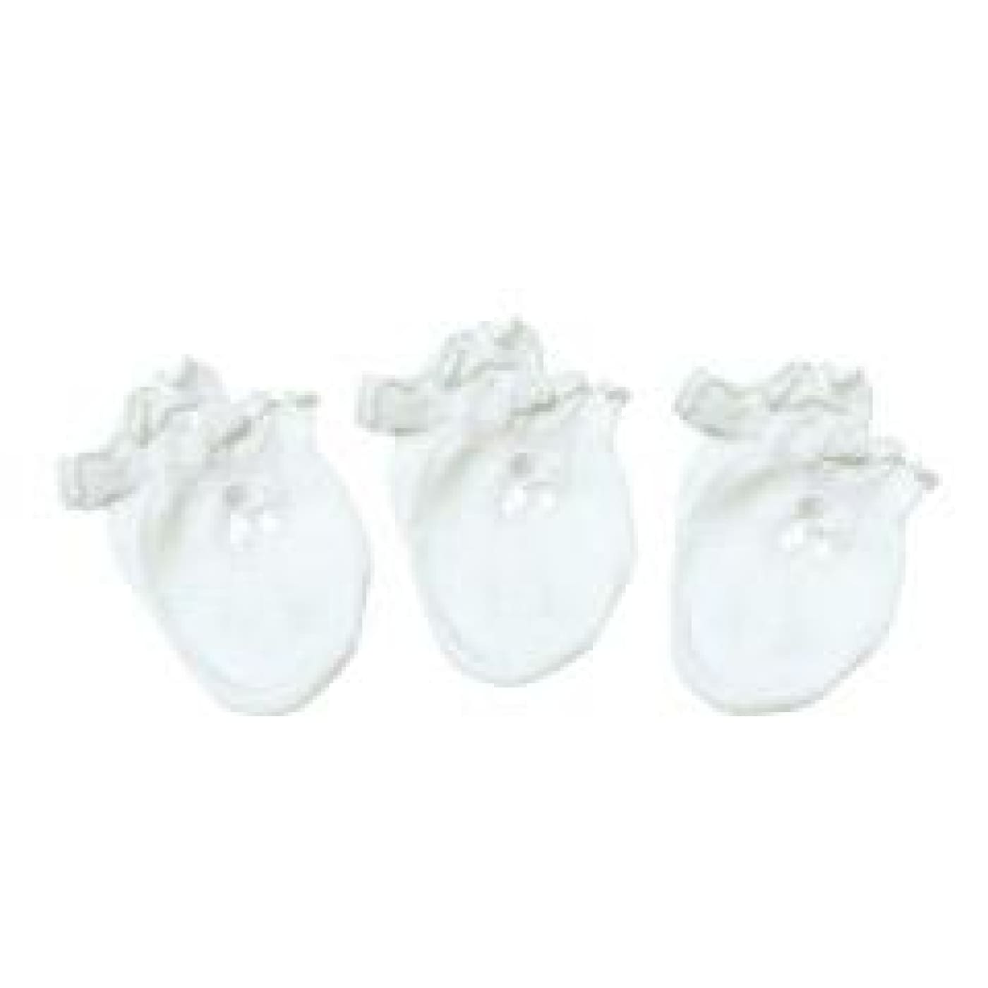 Playette 3pp Newborn Esstentials Mitten WHITE - BABY & TODDLER CLOTHING - MITTENS/SOCKS/SHOES