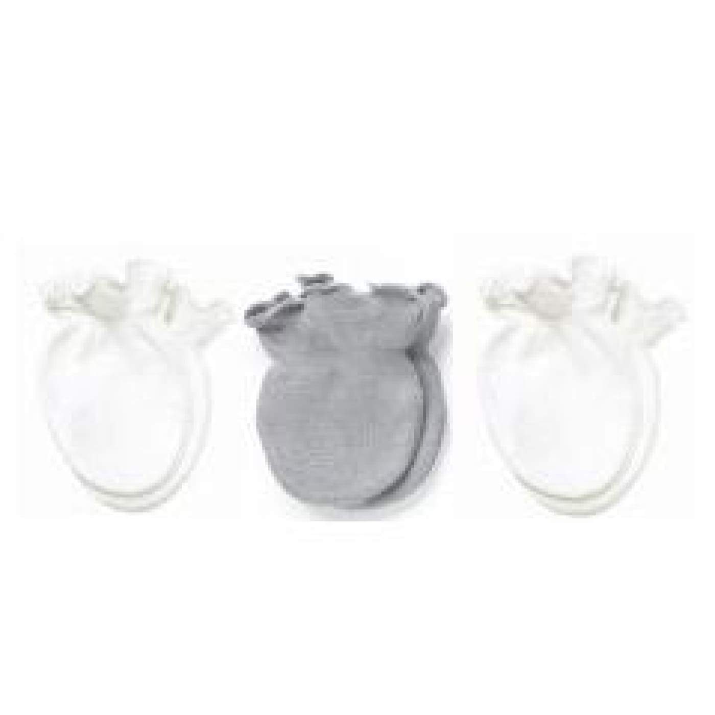 Playette Preemie Mittens - Grey/White 3PK - BABY & TODDLER CLOTHING - MITTENS/SOCKS/SHOES