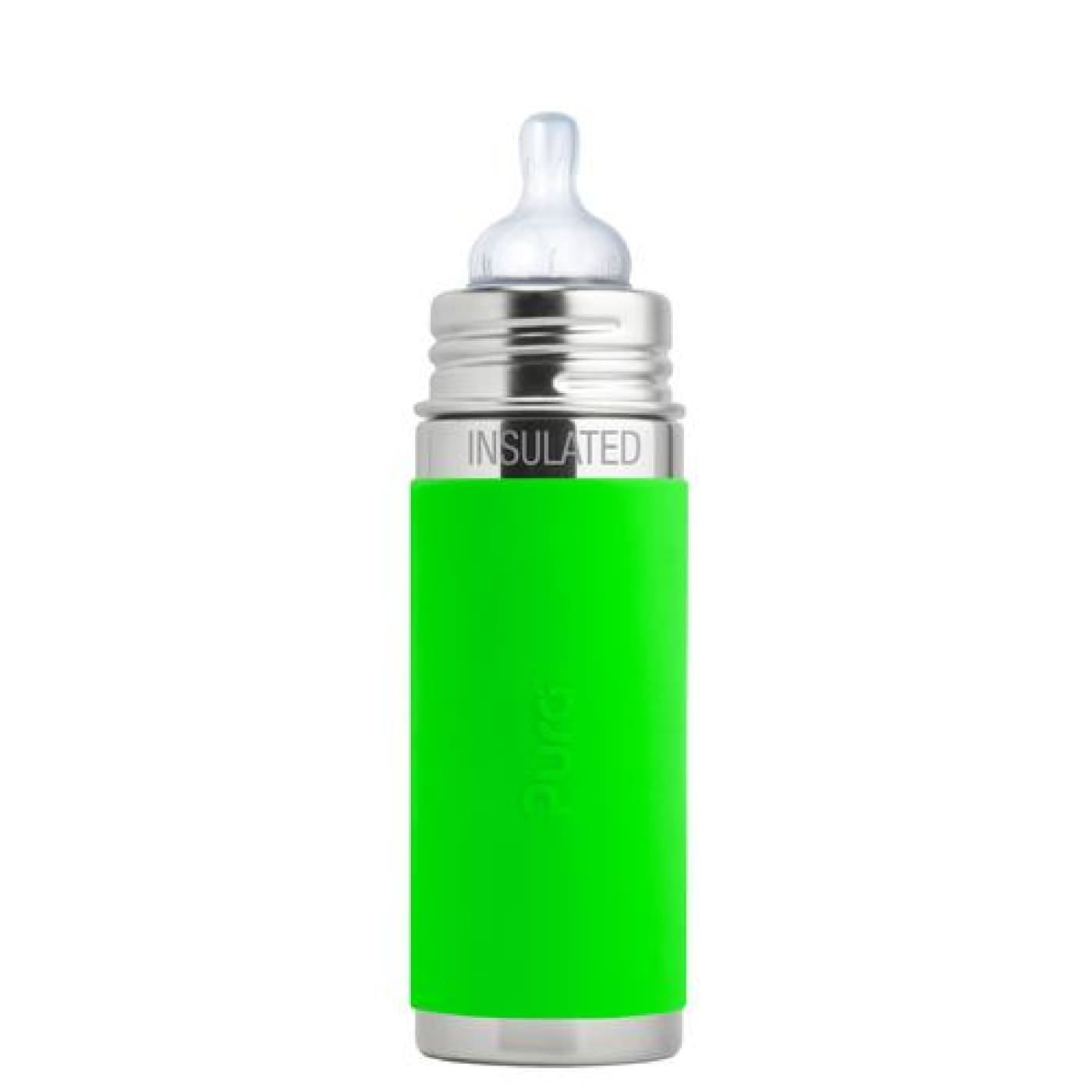 Pura Kiki Infant Stainless Steel Bottle Medium Teat - Green Sleeve 325ML - NURSING & FEEDING - ECO RANGE