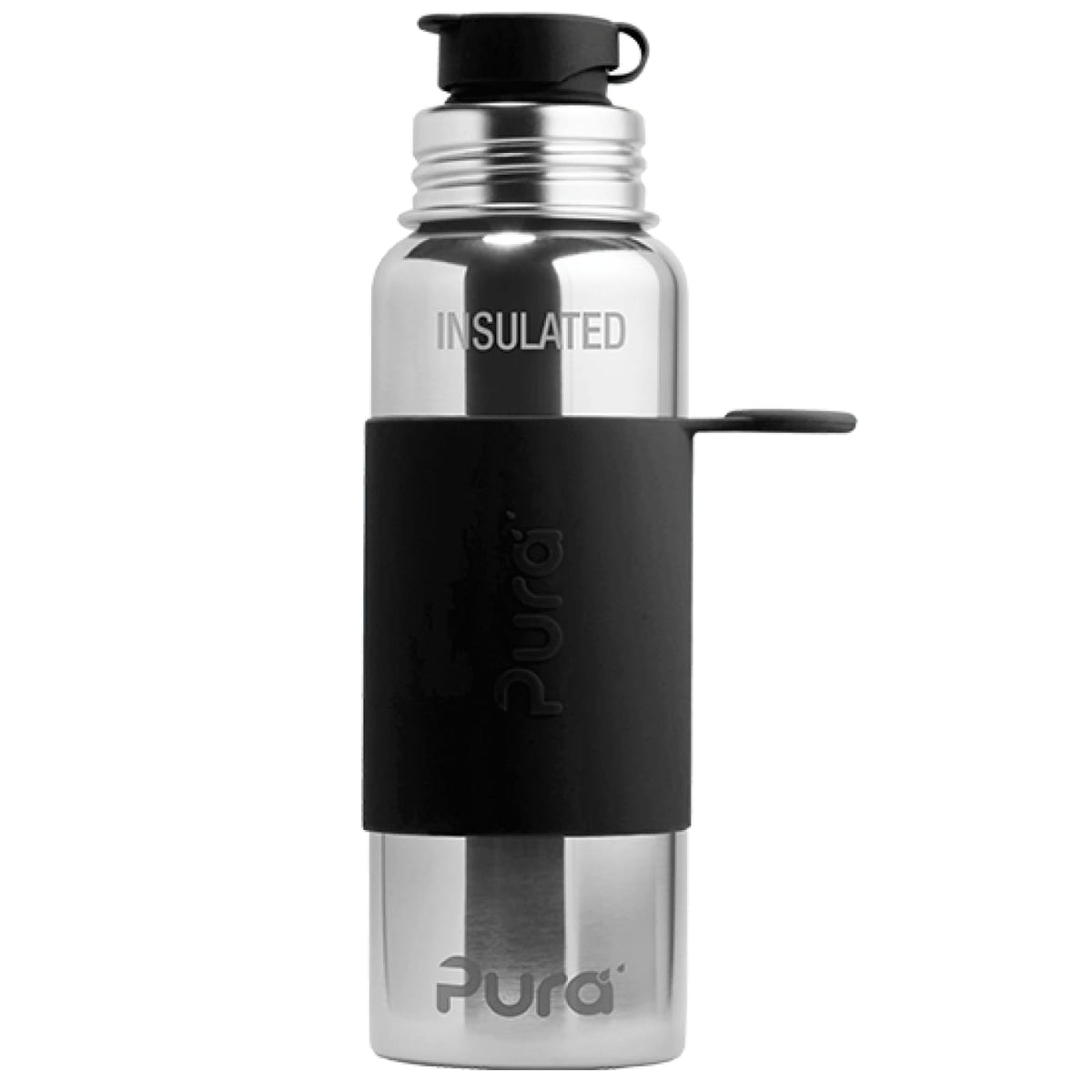 Pura Insulated Sport Stainless Steel Bottle - Black Sleeve 650ML - 650ml / Black - NURSING &amp; FEEDING - ECO RANGE