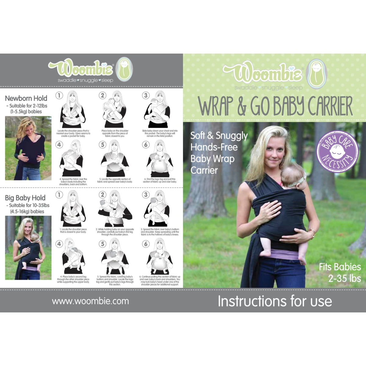 Woombie Wrap &amp; Go - Grey - ON THE GO - BABY CARRIERS/SLINGS