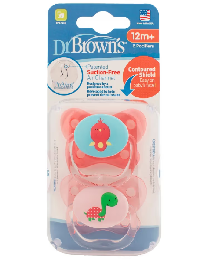 Dr Browns Prevent Contoured Pacifier 12M+ Pink