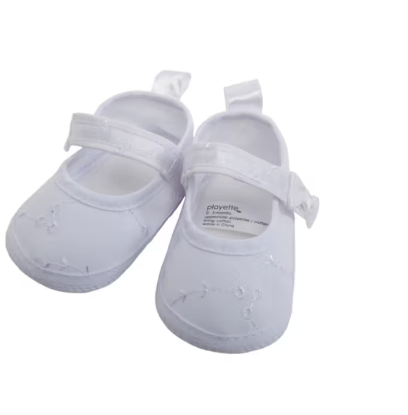 Playette Embroidered Occasion A-bar Shoes 0-3M