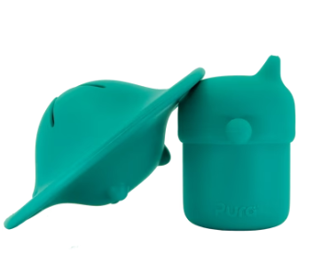 Pura my-my Silicone Sippy Cup + Snack Saucer Bundle - Mint