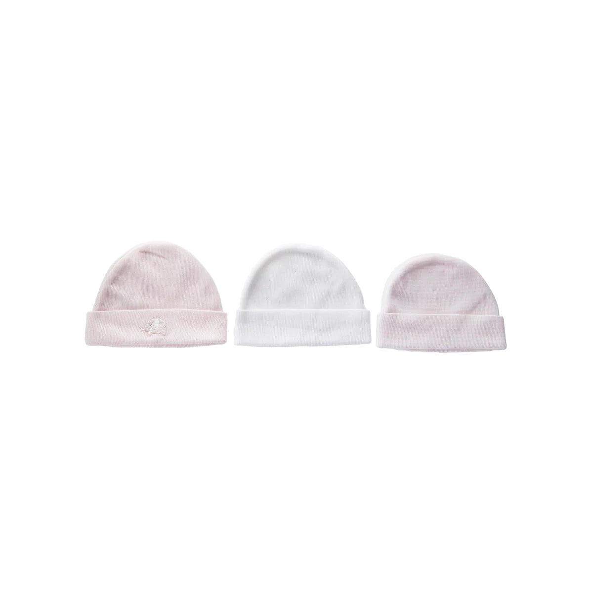 Playette Newborn Knitted Caps - Pink/White 3PK