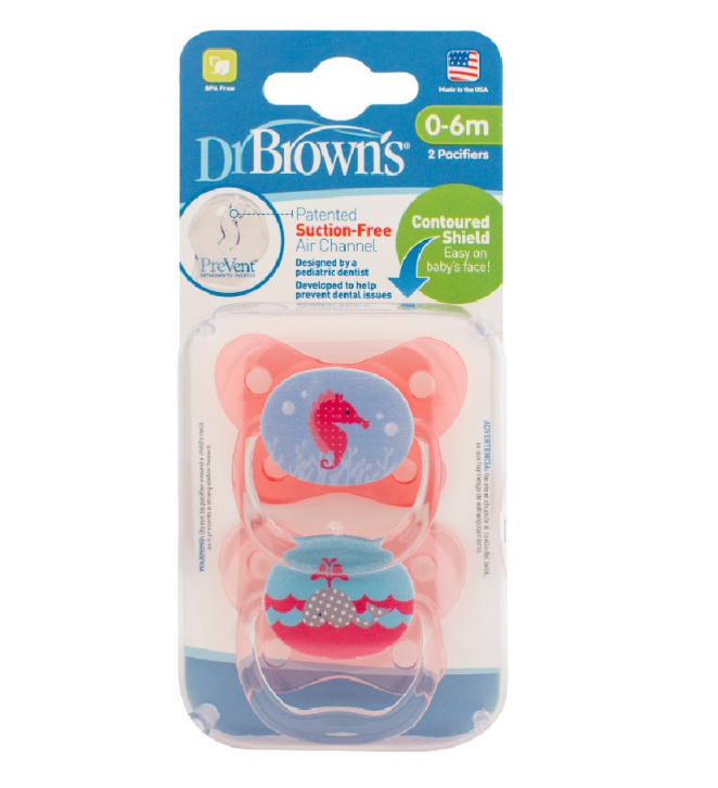 Dr Browns Prevent Contoured Pacifier 0-6m Pink Mixed