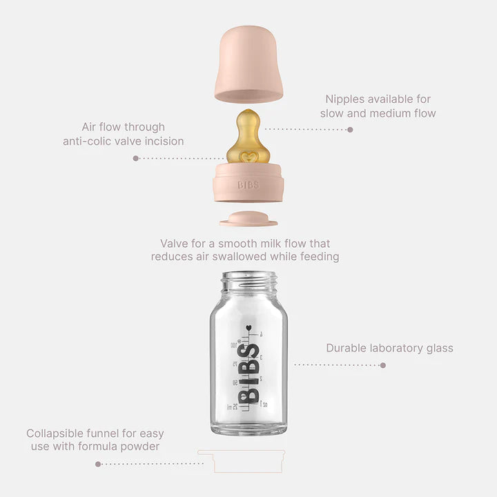 BIBS Glass Bottle 225ML - Dusky Lilac