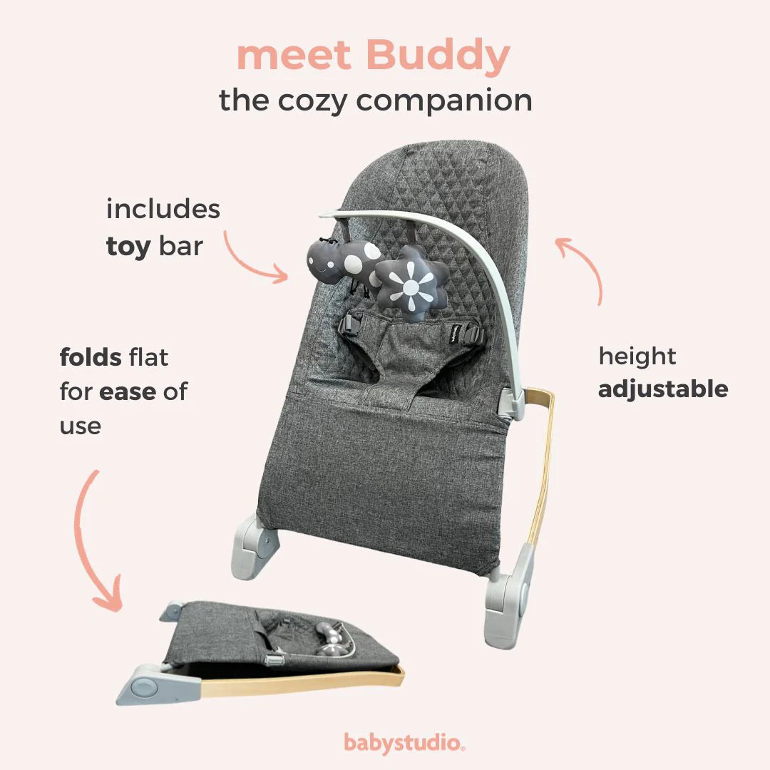 Baby Studio Buddy Baby Bouncer with Toy Bar &amp; Toys