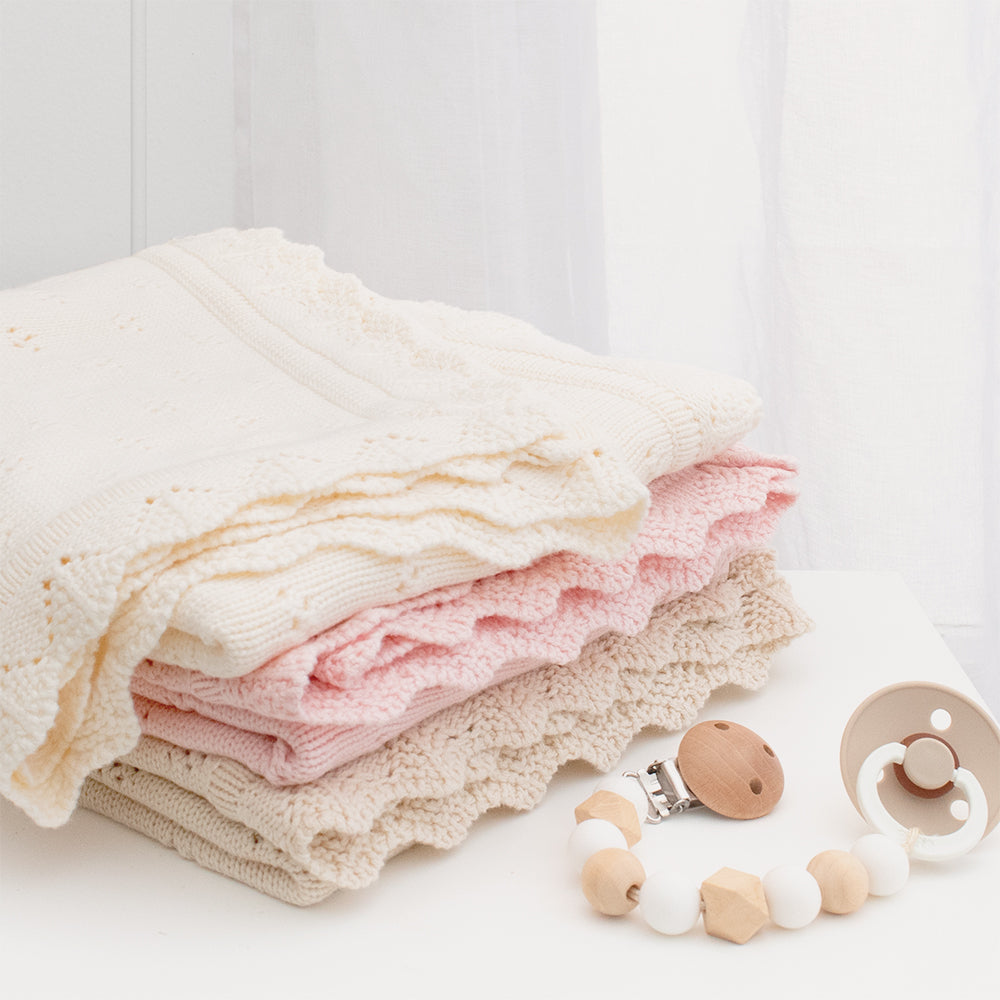 Living Textiles Bamboo Cotton Heirloom Blanket - Blush