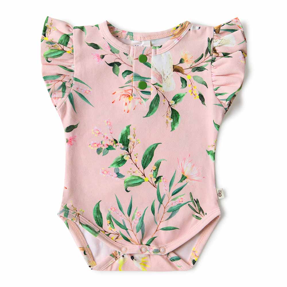 Snuggle Hunny Short Sleeve Bodysuit with Frill - Cockatoo