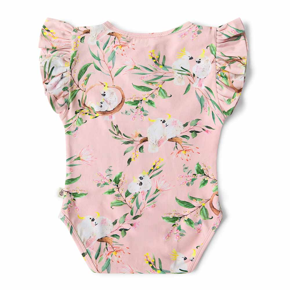 Snuggle Hunny Short Sleeve Bodysuit with Frill - Cockatoo