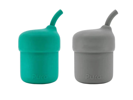Pura my-my Silicone Straw Cup Set of 2 - Mint &amp; Slate