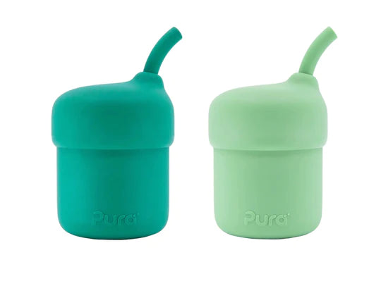 Pura my-my Silicone Straw Cup Set of 2 - Mint &amp; Moss