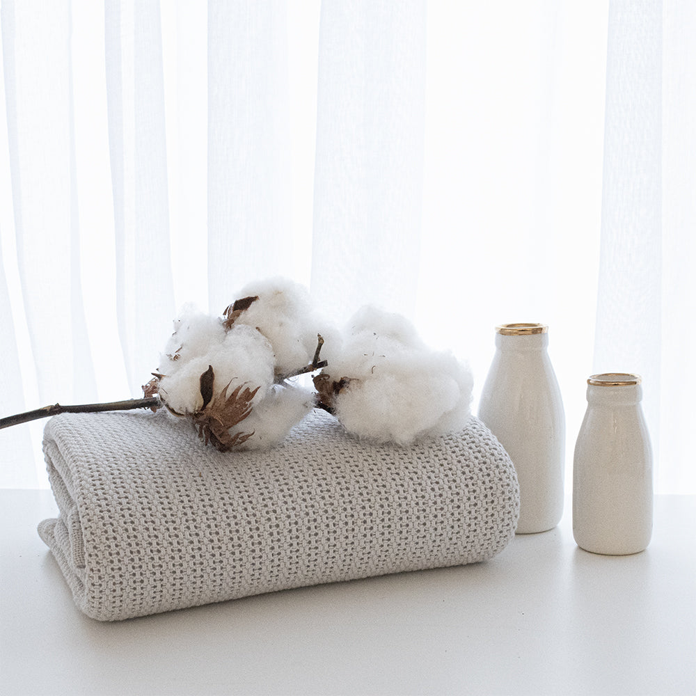 Living Textiles Organic Cot Cellular Blanket - Grey
