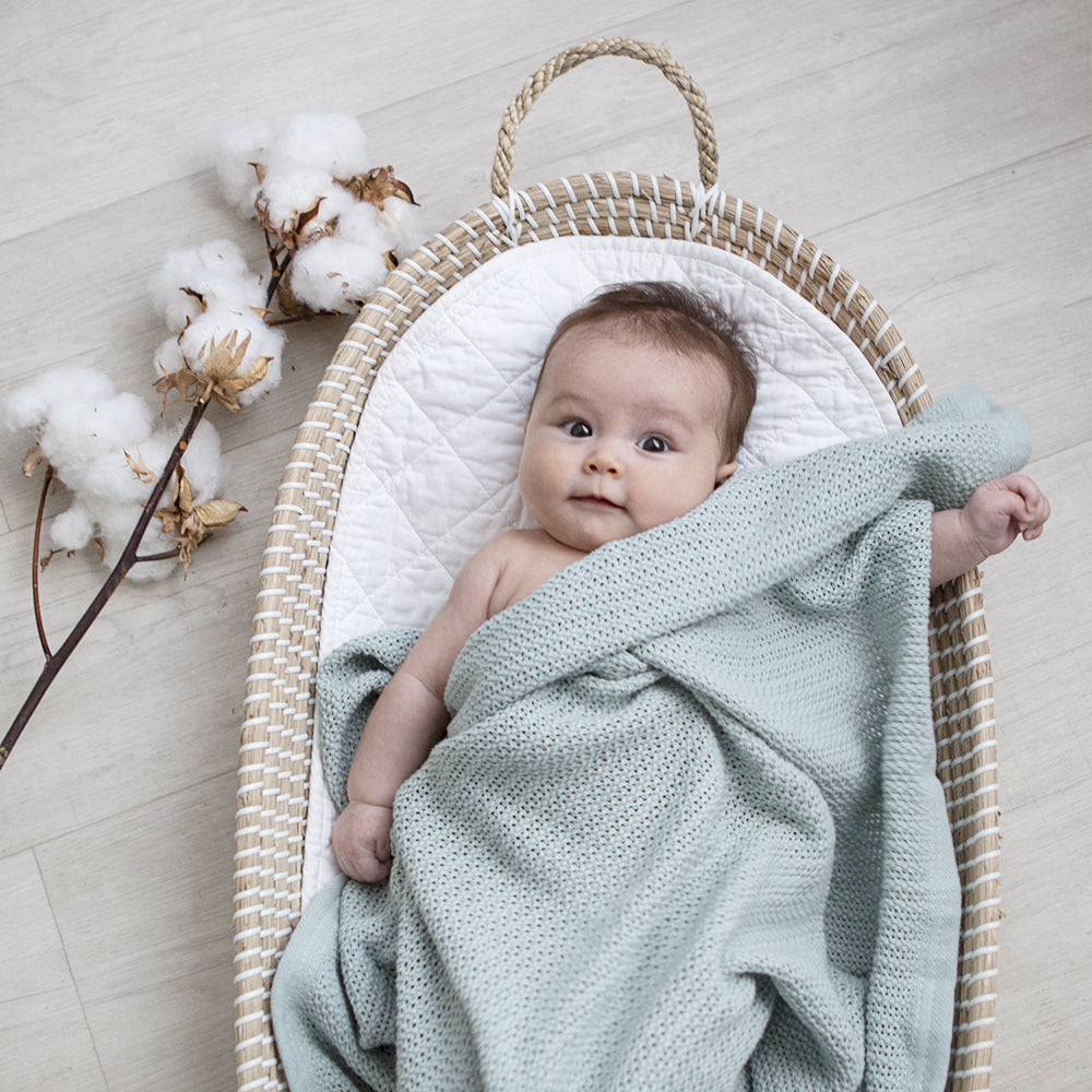 Living Textiles Organic Cot Cell Blanket - Sage
