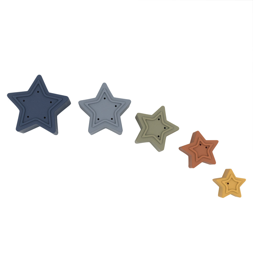 Playground Silicone Stars Nesting Block - Multi Blue