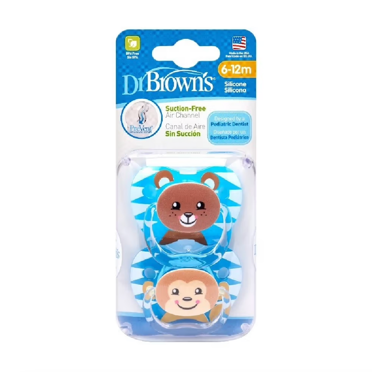 Dr Browns Prevent Printed Shield Pacifier 6-12m Boy 2PK