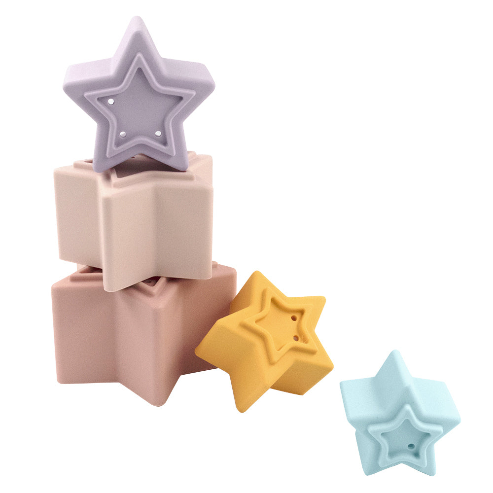 Playground Silicone Stars Nesting Block - Multi Coloured