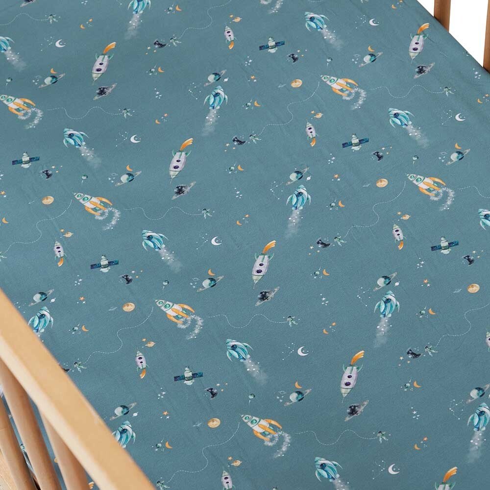 Snuggle Hunny Oragnic Fitted Cot Sheet - Rocket