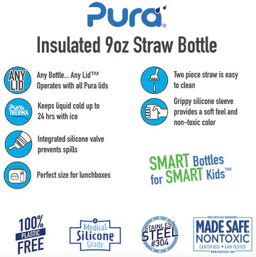 Pura Kiki 260ml Insulated Straw Stainless Steel Bottle - Mint