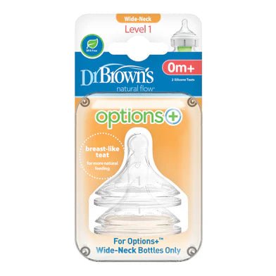 Dr Browns Wide Neck Teats Level 1 0m+ 2PK