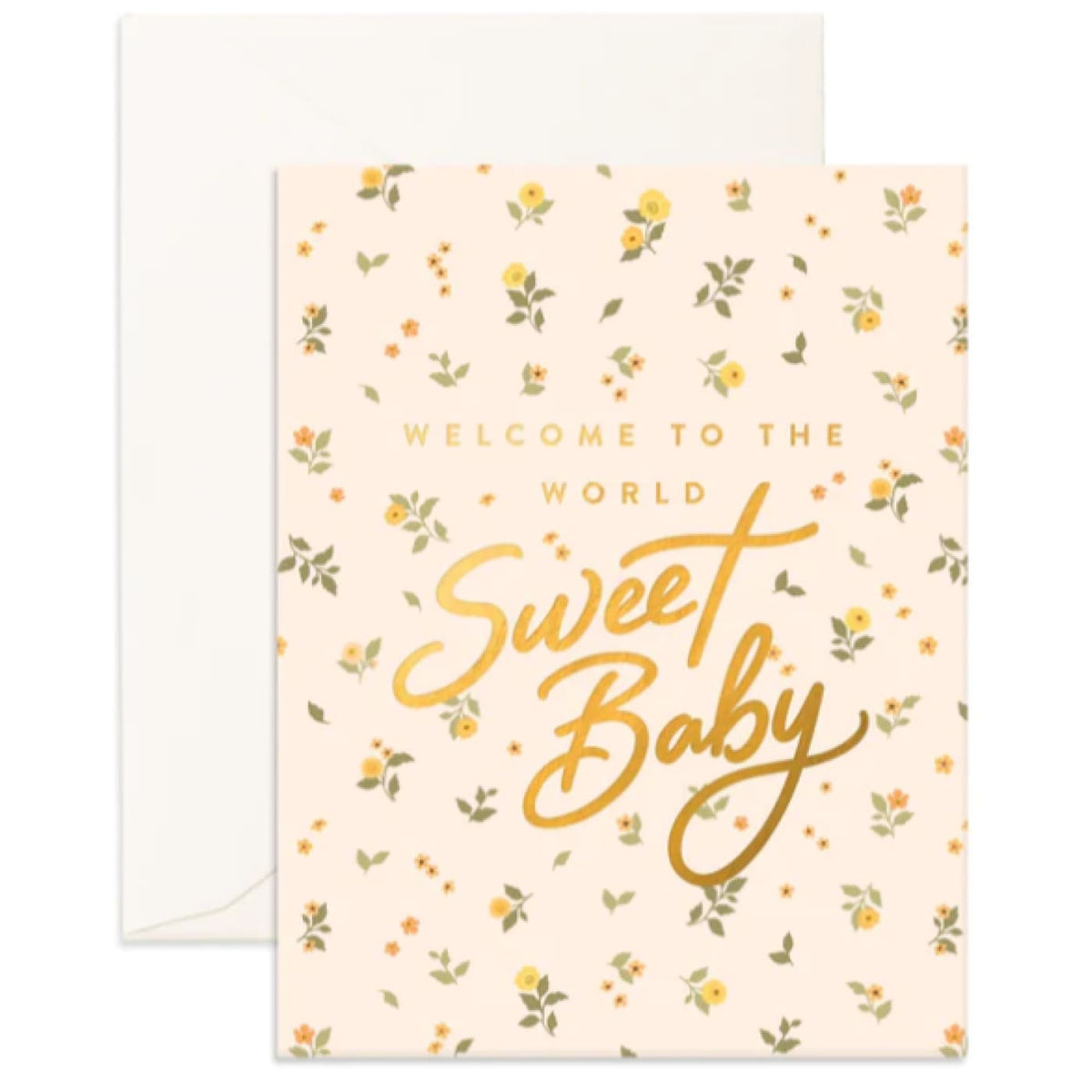 Fox &amp; Fallow Welcome Sweet Baby Broderie Greeting Card - GIFTWARE - CARDS