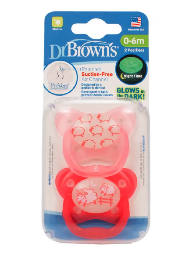 Dr Browns Prevent Pacifier Glow in the Dark 0-6m Pink