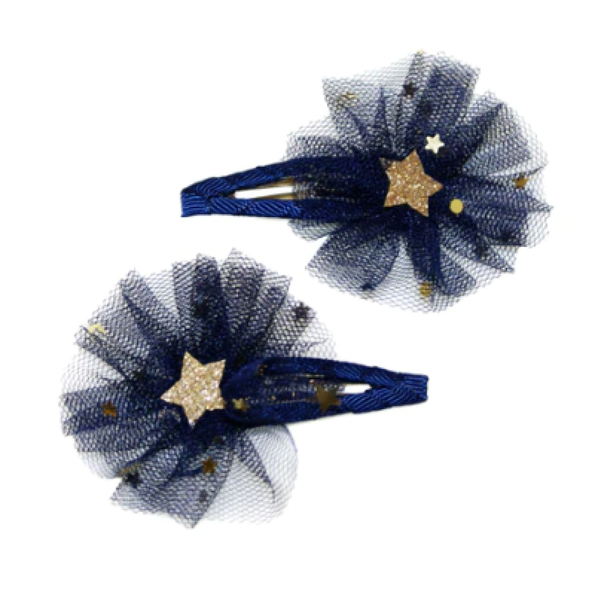 Goody Gumdrops Snaps Gold Star Tulle Rosette - Navy - Navy - BABY &amp; TODDLER CLOTHING - HEADBANDS/HAIR CLIPS