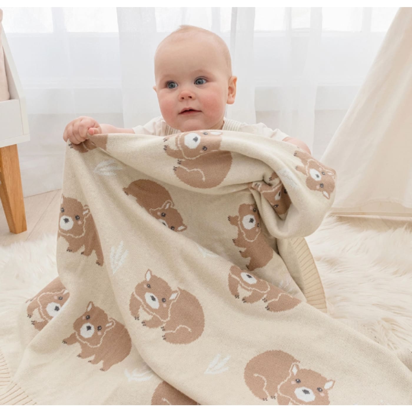 Living Textiles Australiana Baby Blanket - Wombat - Wombat - NURSERY & BEDTIME - BLANKETS
