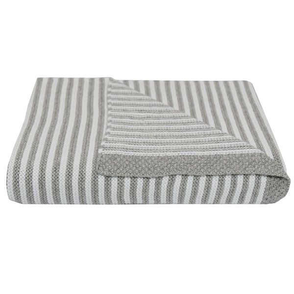 Living Textiles Knitted Stripe Blanket - Grey/White