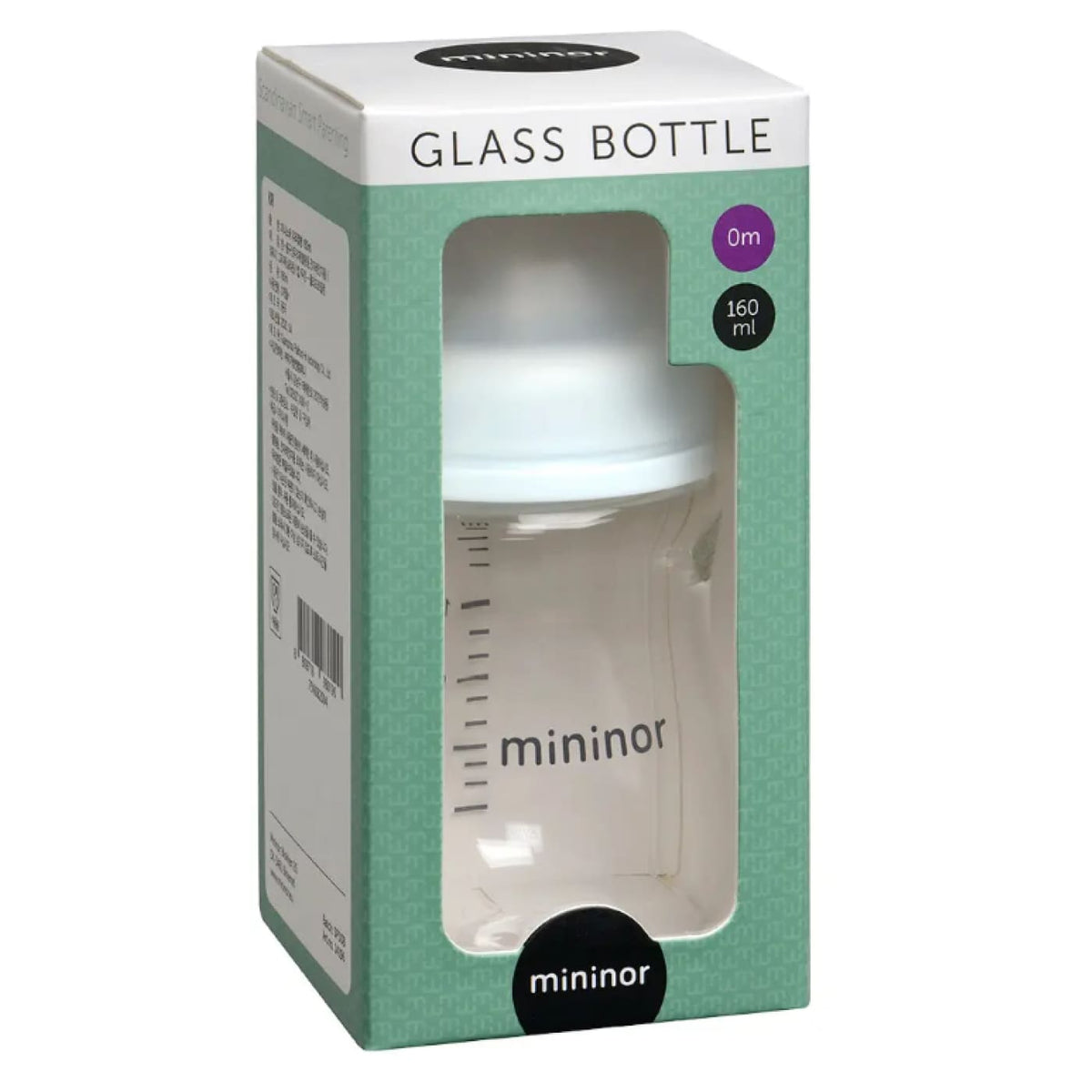Mininor Glass Feeding Bottle - 0M/160ml - NURSING &amp; FEEDING - BOTTLES/TEATS
