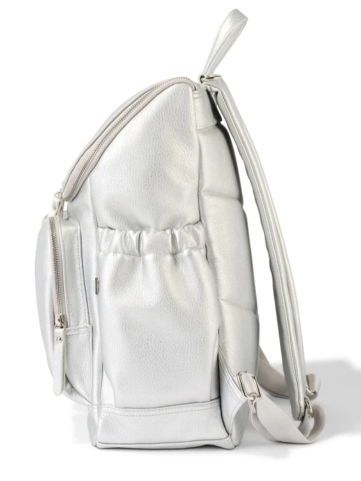OiOi Signature Nappy Backpack Faux Leather Dimple - Silver