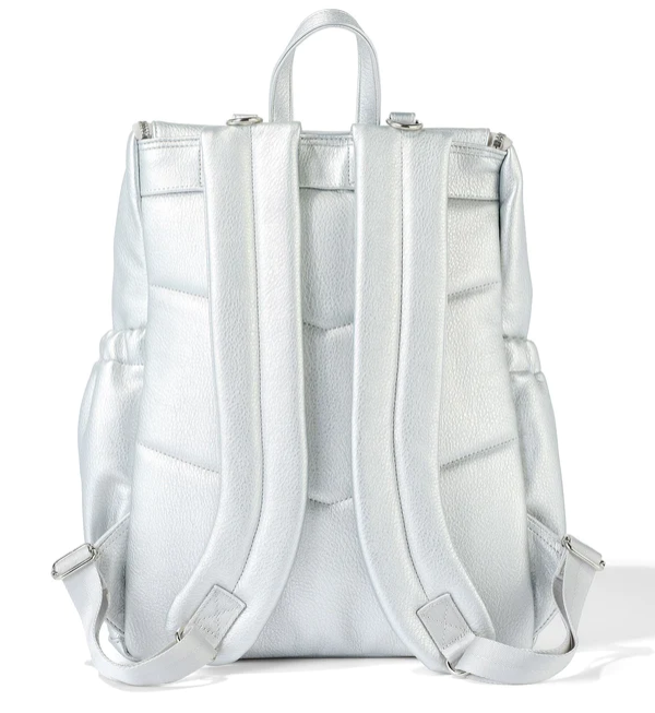 OiOi Signature Nappy Backpack Faux Leather Dimple - Silver