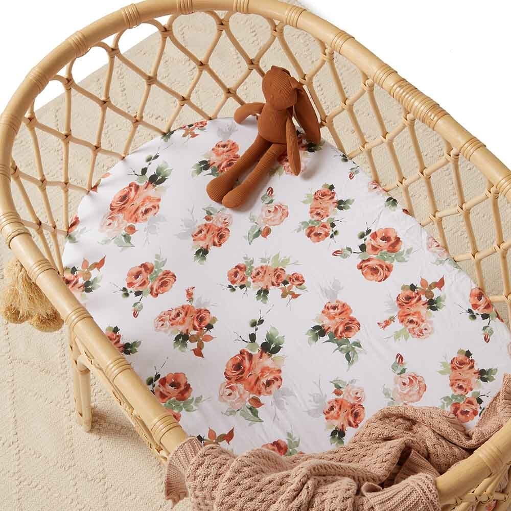 Snuggle Hunny Bassinet Sheet/Cradle Sheet/Change Pad Cover - Rosebud