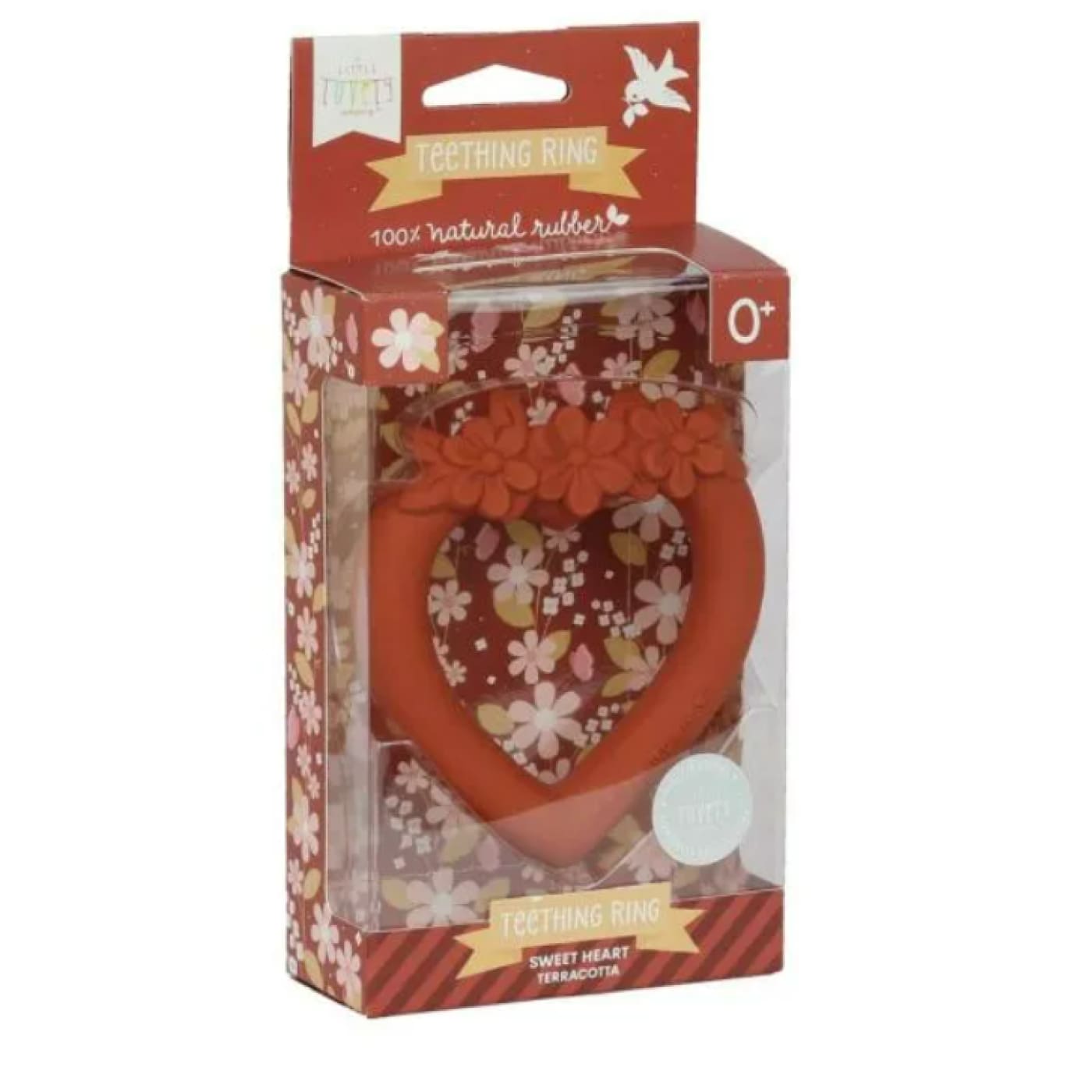 A Little Lovely Company Sweet Heart Teething Rings - Terracotta - Terracotta - NURSING & FEEDING - TEETHERS/TEETHING JEWELLERY