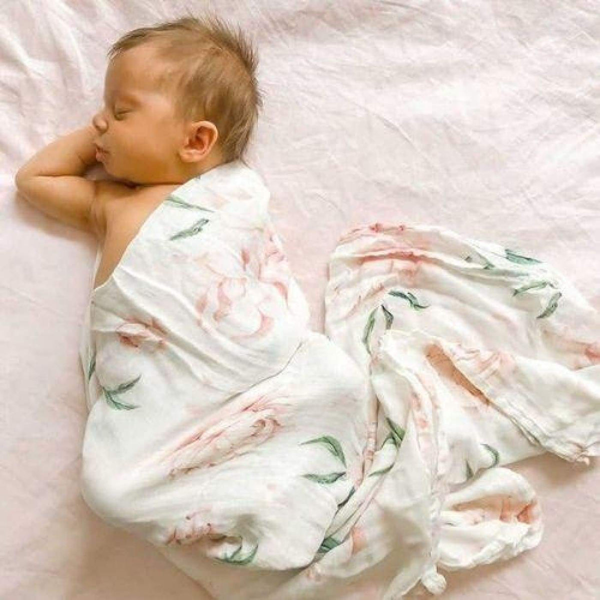 Anchor &amp; Arrow Oraganic Cotton Swaddle - Pretty Peony - Pretty Peony - NURSERY &amp; BEDTIME - SWADDLES/WRAPS