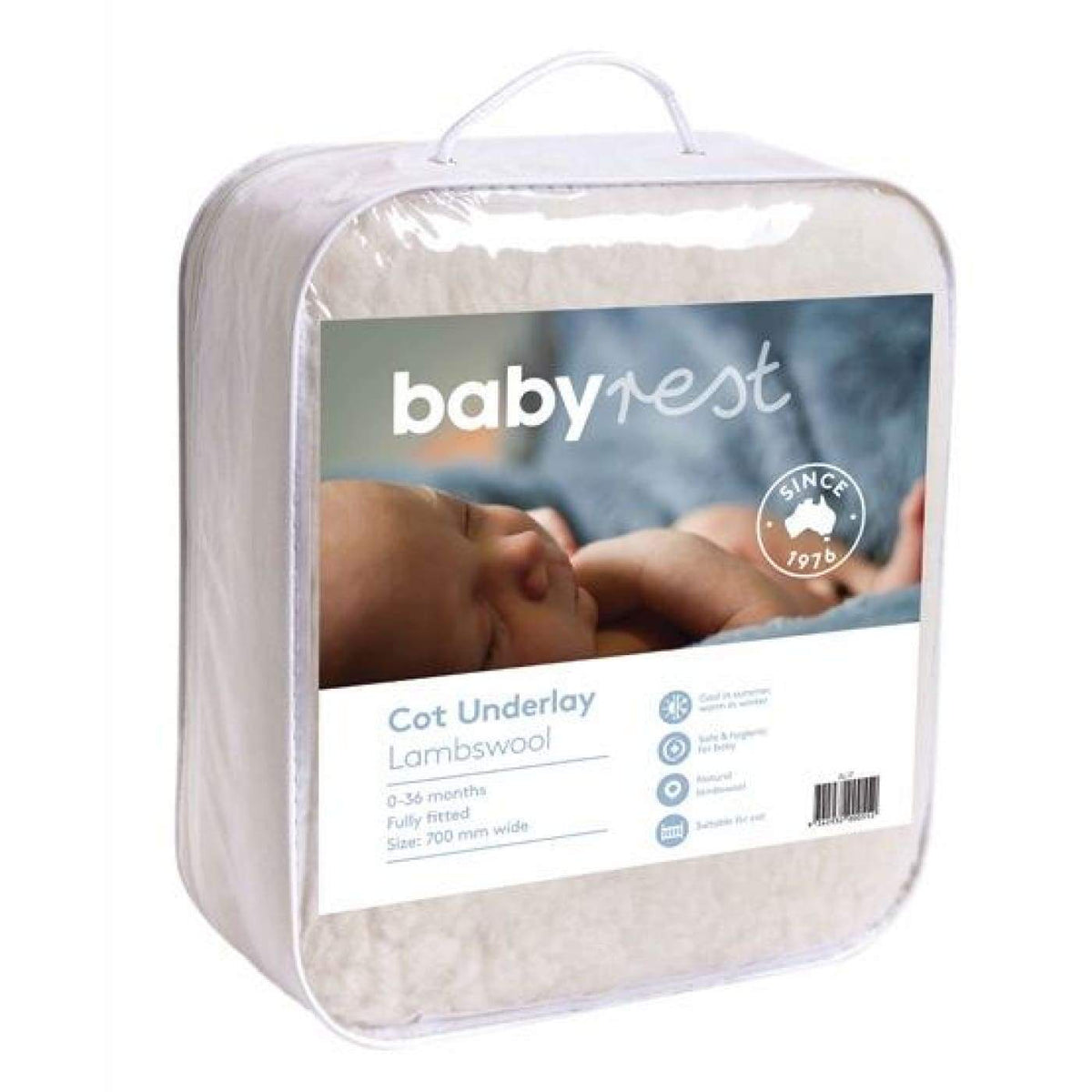 Babyrest Cot Underlay Lambswool Fully Fitted Standard Cot up to 70CM Wide - NURSERY &amp; BEDTIME - COT MATTRESS PROTECTORS