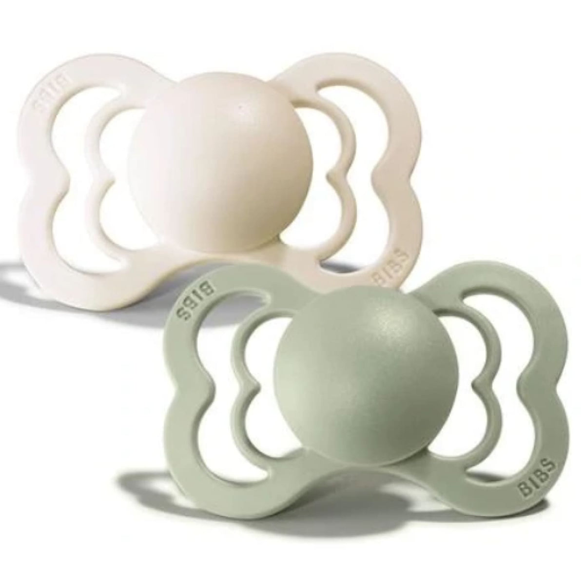 BIBS Dummy Twin Pack Couture Silicone Size One - Ivory/Sage - One / Ivory/Sage - NURSING &amp; FEEDING - DUMMIES/SOOTHERS